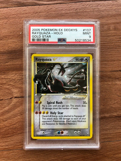 Pokemon Rayquaza Gold Star 107107 Card PSA9