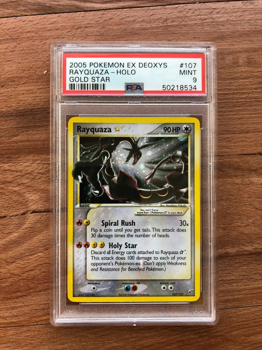 Pokemon Rayquaza Gold Star 107107 Card PSA9